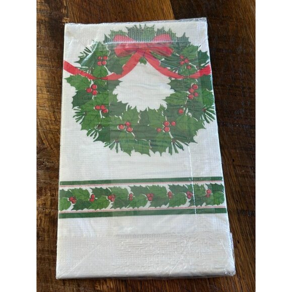 Set Of 2 Hallmark Christmas Bridge Covers 44" X 44" Holiday Tablecloths - Picture 2 of 7
